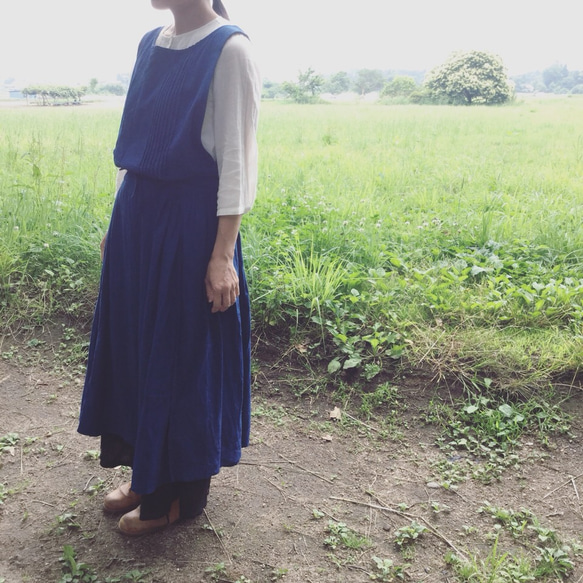 インドカディ　藍染めワンピース　ハンドメイド インドカディ 藍染めワンピース ハンドメイド つよめ