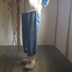 Peace pants Linen  藍とヤシャブシ染め 春色新作2020！ 4枚目の画像