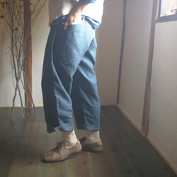 Peace pants Linen  藍とヤシャブシ染め 春色新作2020！ 5枚目の画像