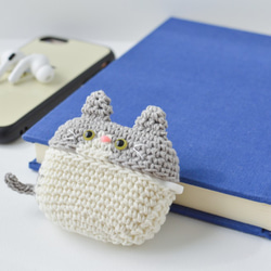 Hachiware Grey Cat AirPods Pro 保護套｜Amigurumi 矽膠套 第5張的照片