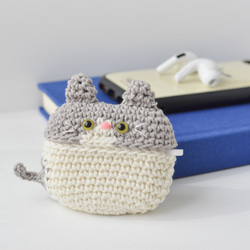 Hachiware Grey Cat AirPods Pro 保護套｜Amigurumi 矽膠套 第2張的照片