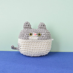 Hachiware Grey Cat AirPods Pro 保護套｜Amigurumi 矽膠套 第6張的照片