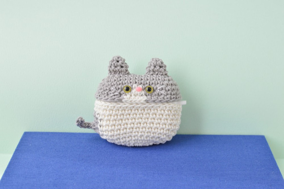 Hachiware Grey Cat AirPods Pro 保護套｜Amigurumi 矽膠套 第6張的照片