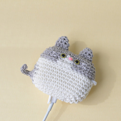 Hachiware Grey Cat AirPods Pro 保護套｜Amigurumi 矽膠套 第3張的照片