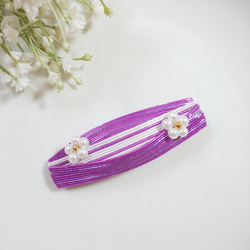新品♡お花バレッタ♡パープル♡ヘアアクセサリー 紫陽花 バレッタ 【パープル】【水色】 Atelier E｜フラワー