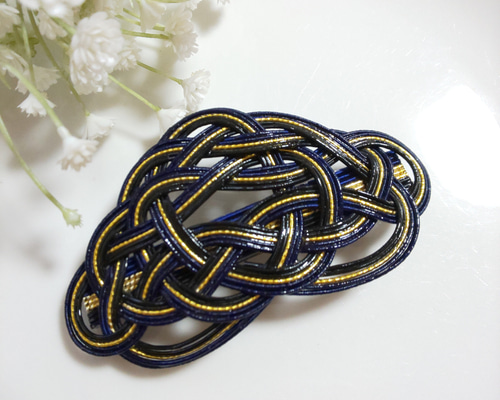 みなちんさま売約済み　バレッタ〈薔薇×monotone市松〉 みなちんさま売約済み バレッタ〈薔薇×monotone市松〉