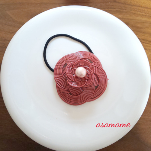 ウサギ レジンヘアゴム ほっとひと息、コーヒーどうぞ！ 水引 ヘアゴム