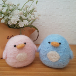 丸トリ No.34 ももいろいんこ ／ 羊毛フェルト マスコット 羊毛