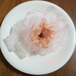ラッピング リボン　コサージュ　ピンク系 2枚目の画像