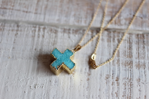 Druzy Necklace Cross 2枚目の画像