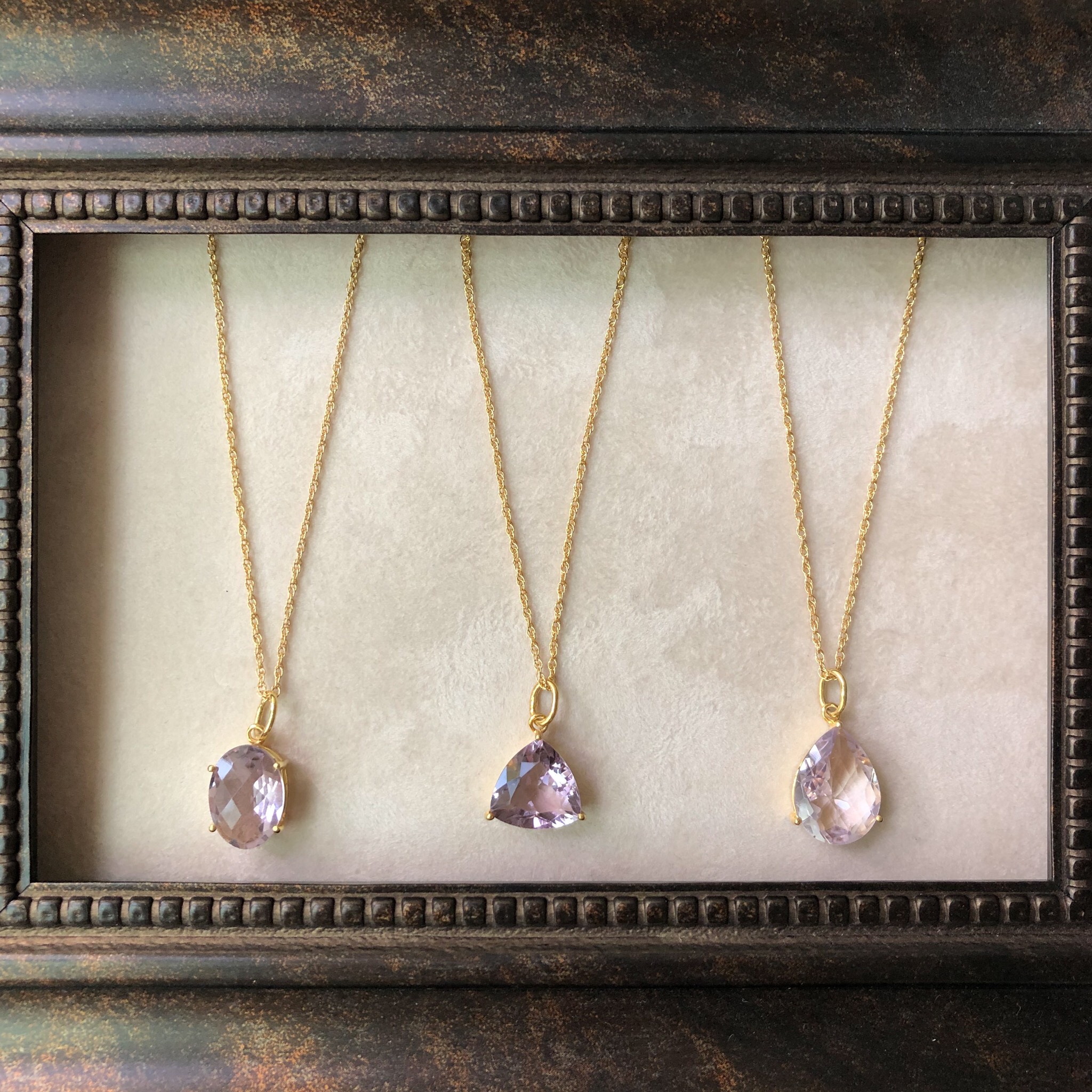 大粒！宝石質ピンクアメジストのネックレス3種