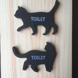 ねこ 猫 ネコ 木製 ドア プレート トイレ マーク バスルーム ベッドルーム ウォール デコ 4枚目の画像