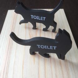 ねこ 猫 ネコ 木製 ドア プレート トイレ マーク バスルーム ベッドルーム ウォール デコ 6枚目の画像