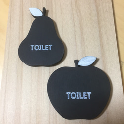 木製 アップル りんご 洋ナシ ラフランス ドア プレート トイレ マーク バスルーム ベッドルーム ウォール デコ 5枚目の画像