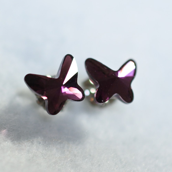 單隻施華洛世奇蝴蝶耳環（絕版色、紫水晶、鈦柱） 第1張的照片
