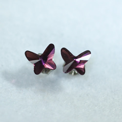 單隻施華洛世奇蝴蝶耳環（絕版色、紫水晶、鈦柱） 第3張的照片