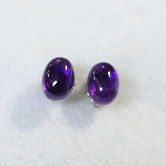 （1件）紫水晶螺柱穿孔，8 x 6毫米（鈦金屬柱） 第2張的照片