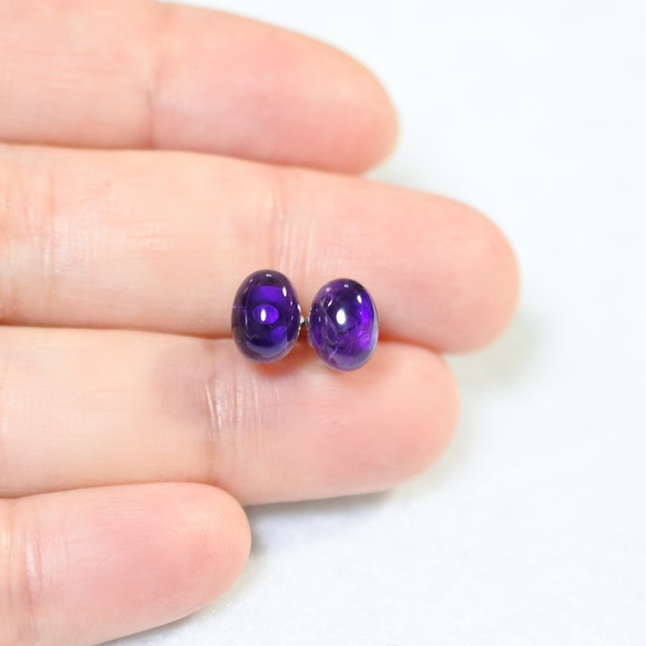 （1件）紫水晶螺柱穿孔，8 x 6毫米（鈦金屬柱） 第4張的照片