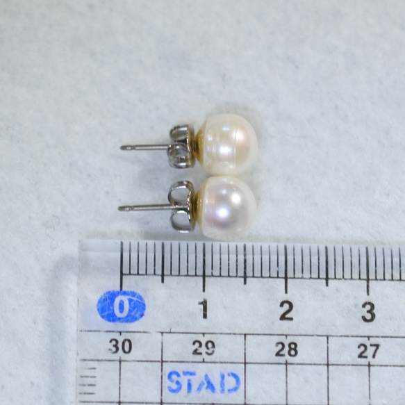 （1點/出口）淡水珍珠單粒穿孔（8mm /鈦柱） 第5張的照片