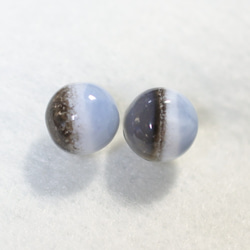 （1件）條紋藍色蛋白石耳釘，10mm（鈦金屬柱） 第1張的照片