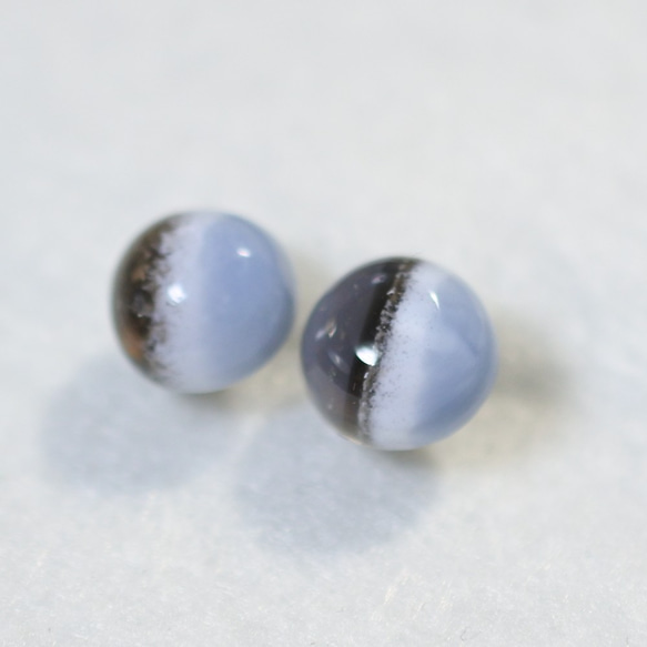 （1件）條紋藍色蛋白石耳釘，10mm（鈦金屬柱） 第2張的照片