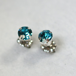 施華洛世奇Chaton耳環（5毫米藍色鋯石） 第2張的照片