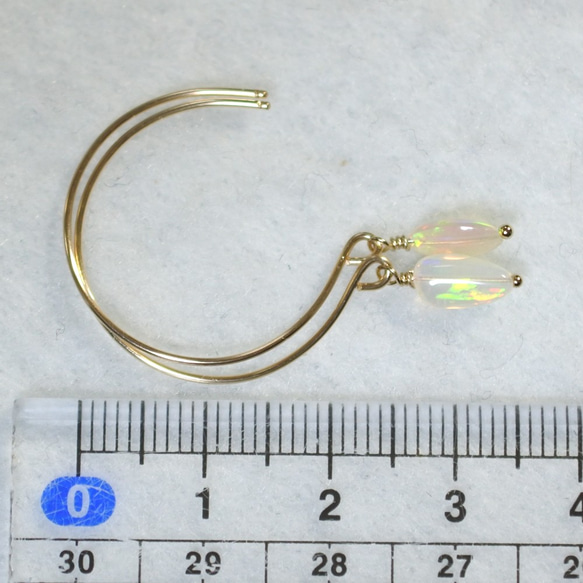 （1件）14kgf珍貴蛋白石時尚圈形耳環 第5張的照片