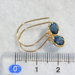 倫敦藍色托帕石圓形多面14kgf鉤形耳環（6毫米） 第5張的照片