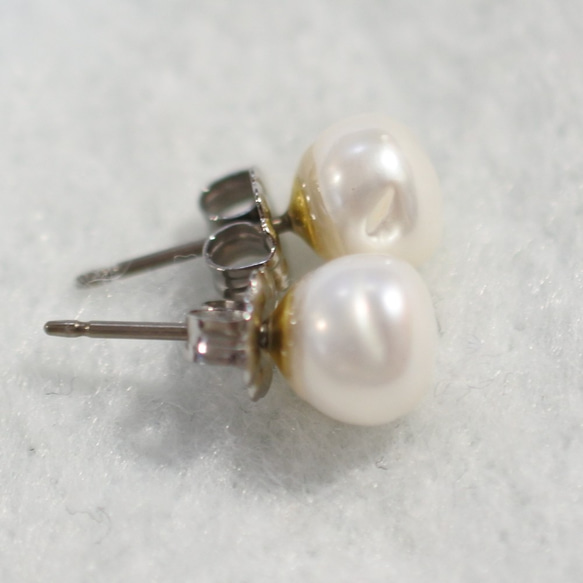 （一分/出口）淡水珍珠單隻耳環（7mm /鈦柱） 第3張的照片