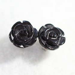 黑色縞瑪瑙玫瑰耳釘（10 毫米，鈦柱） 第1張的照片