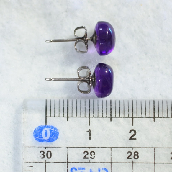 (1 件) 紫水晶耳釘 8 x 6 毫米（鈦柱） 第5張的照片
