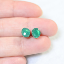 (1 件) 綠色縞瑪瑙耳釘（自由成型鈦柱） 第4張的照片