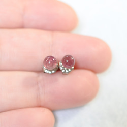 (1 件) 粉紅色電氣石耳釘（5 毫米，鈦柱） 第4張的照片