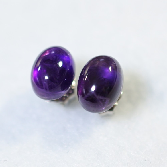 (1 件) 紫水晶耳釘 8 x 6 毫米（鈦柱） 第2張的照片