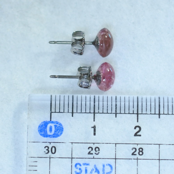（1 件）粉紅色電氣石耳釘（5 x 7 毫米，鈦柱） 第5張的照片