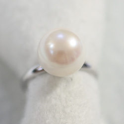 (1 件) 超大淡水珍珠戒指（銀色，一碼合一） 第1張的照片