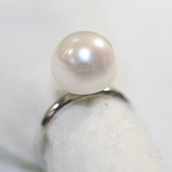 (1 件) 超大淡水珍珠戒指（銀色，一碼合一） 第2張的照片