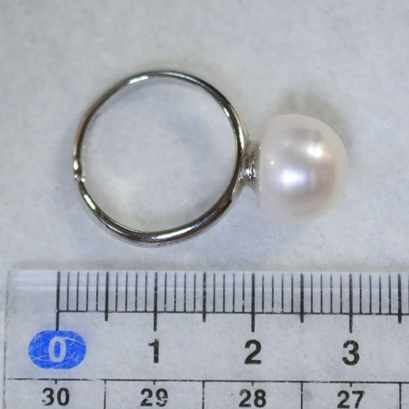 (1 件) 超大淡水珍珠戒指（銀色，一碼合一） 第5張的照片