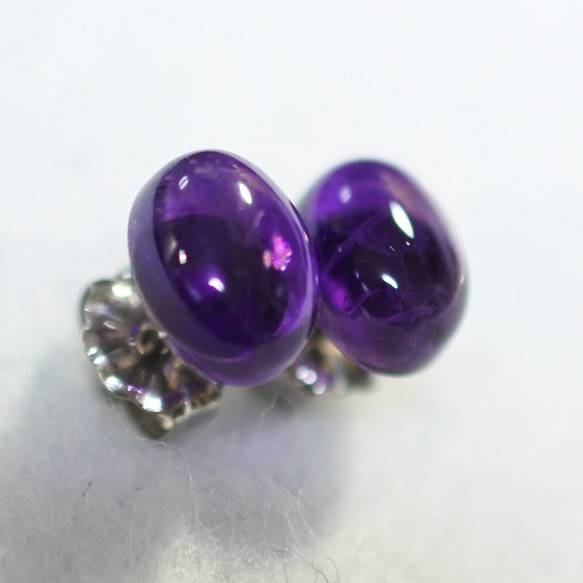 (1 件) 紫水晶耳釘 8 x 6 毫米（鈦柱） 第3張的照片