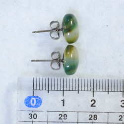 (1 件) 雙色綠縞瑪瑙耳釘 (8 × 10 毫米鈦柱) 第5張的照片