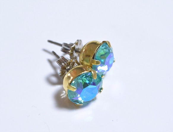 施華洛世奇罕見的彩色茶噸耳環（淺綠松石微光） 第4張的照片