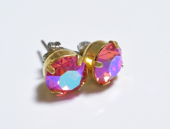 施華洛世奇罕見的彩色茶噸耳環（padparadsha微光） 第4張的照片