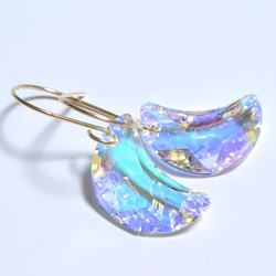 スワロフスキー・Moonペンダントの14kgfピアス（クリスタルオーロラ