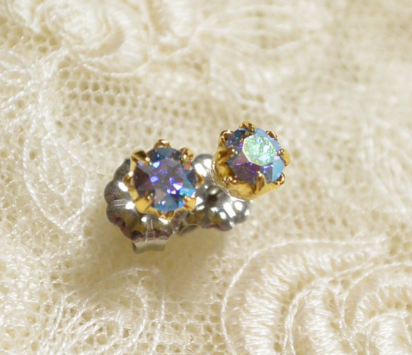 小施華洛世奇耳環（罕見的彩色光藍寶石極光） 第3張的照片