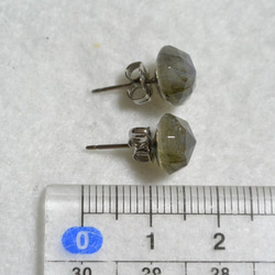 （1分）拉長石·玫瑰切割耳環（9毫米·鈦柱） 第5張的照片