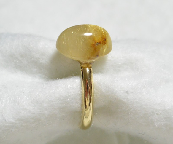 （1分）金色金紅石石英戒指（免費尺寸） 第3張的照片