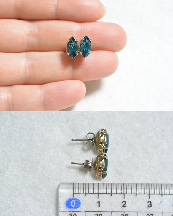 施華洛世奇侯爵切工珠寶耳環（靛藍鈦金屬貼） 第5張的照片