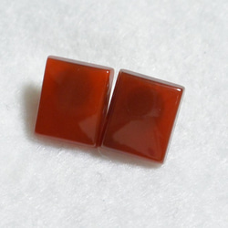 （1分）紅瑪瑙·長方形耳釘（12×10毫米·鈦柱） 第3張的照片
