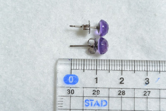 （1分）紫水晶·玫瑰切耳環（7毫米·鈦柱） 第5張的照片