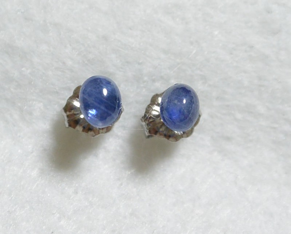 （1分）斯里蘭卡藍色藍寶石耳釘（5×4 mm·鈦柱） 第1張的照片